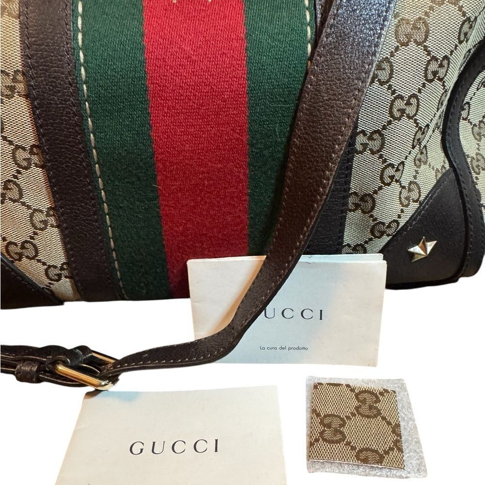 Ltd Edition GUCCI Webby Vintage Bee GG Supreme Canvas 2way Medium Boston Bag - Picture 3 of 16
